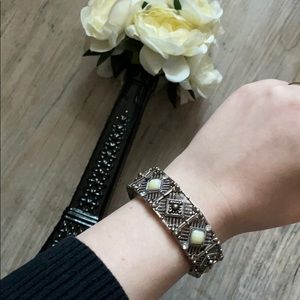 silver crystal gem elastic bracelet